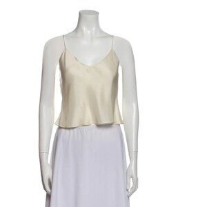 Ralph Lauren Silk V-Neck Crop Top - Cream - Medium